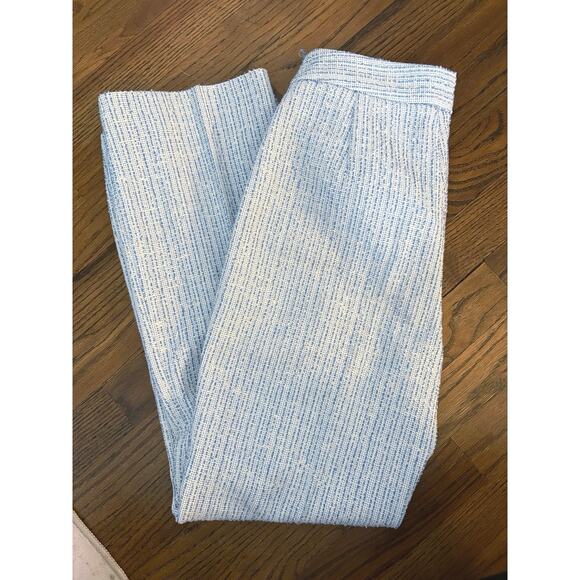 ZARA Blue Silver Tweed Structured Flared Pants Trousers Metallic Small - Picture 7 of 8